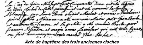 1752 Bénédiction 3 cloches
